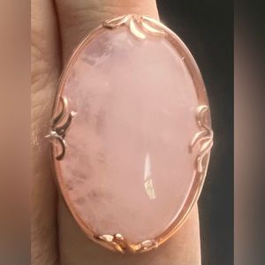 Rose Quartz Sterling Silver Ring w/ Rose Gold Plating